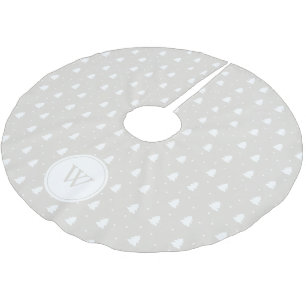 Winterweiß/Elfenbeinfarben-Monogramm Polyester Weihnachtsbaumdecke