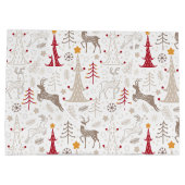 Winterweiß, Weihnachtsbaum und Hirsch Große Geschenktüte (Rückseite)