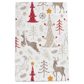 Winterweiß, Weihnachtsbaum und Hirsch Mittlere Geschenktüte (Vorderseite)