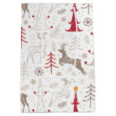 Winterweiß, Weihnachtsbaum und Hirsch Mittlere Geschenktüte (Rückseite)