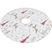 Winterweiß, Weihnachtsbaum und Hirsch Polyester Weihnachtsbaumdecke (Schrägansicht)