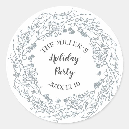 Winterweißbeeren: Blumenkranz Runder Aufkleber (Vorderseite)