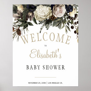 Winterweiße Bäuche Chic Babydusche Begrüßungszeich Poster