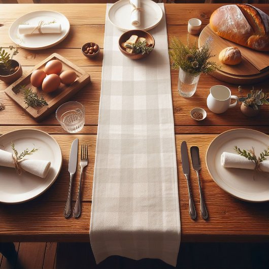 Winterweiße Bauernhaus Buffalo Kariert Kurzer Tischläufer