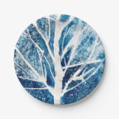 Winterweiße Birke Weihnachten Pappteller (Vorderseite)