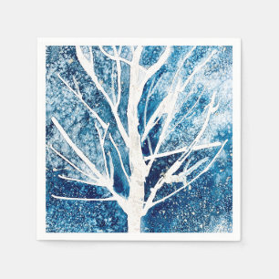 Winterweiße Birke Weihnachten Serviette