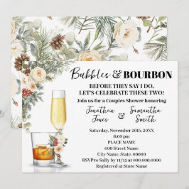 Winterweiße Blumen Blasen & Bourbon Dusche Einladung