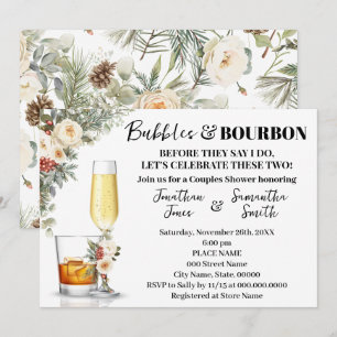Winterweiße Blumen Blasen & Bourbon Dusche Einladung