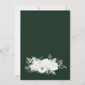 Winterweiße Blumen und grüne Weihnachtsfeier Einladung (Rückseite)