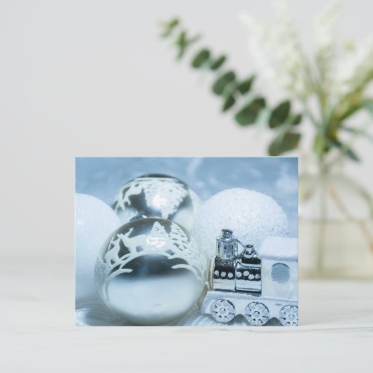 Winterweiße Dekoration. Christmas. Postkarte (Stehend Vorderseite)