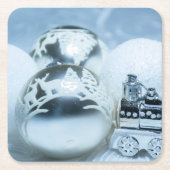 Winterweiße Dekoration. Christmas. Rechteckiger Pappuntersetzer (Vorderseite)