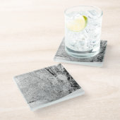 Winterweiße Glasuntersetzer (Schrägansicht)