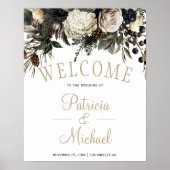 Winterweiße Pfennigfußbäder mit elegantem Begrüßun Poster (Vorne)