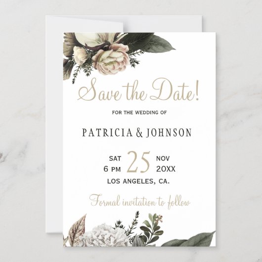 Winterweiße Pfingstpöne - Hochzeitsfeiern Save the Magneteinladung (Vorderseite)