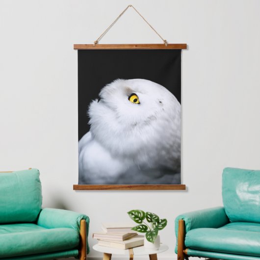 Winterweiße Schneeauwl Wandteppich Mit Holzrahmen (Wohnzimmer)