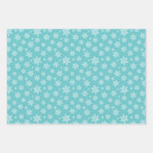 Winterweiße Schneeflocken auf grün rosa und blau Geschenkpapier Set (Vorderseite 3)