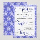 Winterweiße Schneeflocken Christliche Hochzeitskar Einladung (Vorne/Hinten)