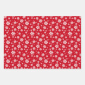 Winterweiße Schneeflocken in grün rot und blau Geschenkpapier Set (Vorderseite 2)