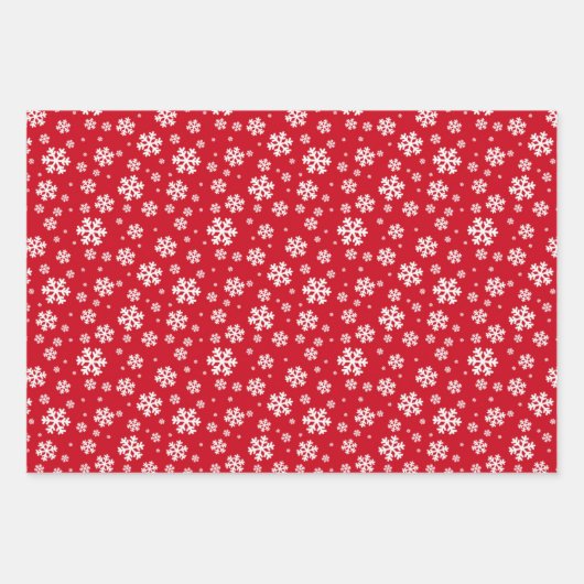 Winterweiße Schneeflocken in grün rot und blau Geschenkpapier Set (Vorderseite 2)