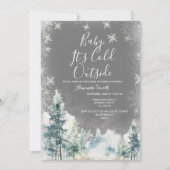 Winterweiße Schneeflocken Kaltes Außendusche Einladung (Vorderseite)