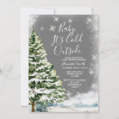 Winterweiße Schneeflocken Pine Trees Kinderdusche Einladung (Vorderseite)