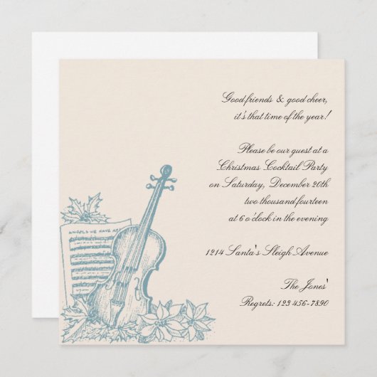 Winterweiße und Blaue Musik - Weihnachtsfest - Par Einladung (Vorne/Hinten)