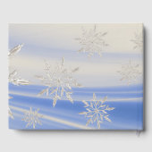 Winterweiße und blaue Schneeflocken Gästebuch (Rückseite)