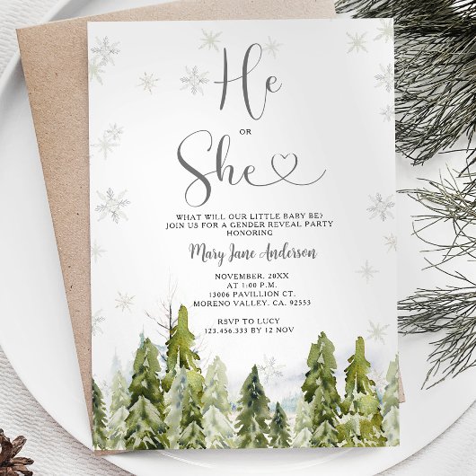 Winterweiße Weihnachtsgeschlechtsdarstellung Einladung