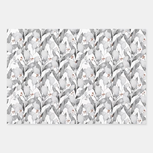 Winterweiße Weintrauben Botanische Wasserfarbe Geschenkpapier Set (Vorderseite)