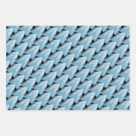 Winterweißer Pinienbaum Geschenkpapier Set