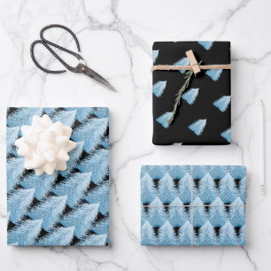 Winterweißer Pinienbaum Geschenkpapier Set
