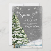 Winterweißschnee in Liebe Evergreen Brautparty Einladung (Vorderseite)