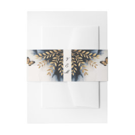 Winterwellen mit goldenen Flügeln Hochzeit Einladungsbanderole