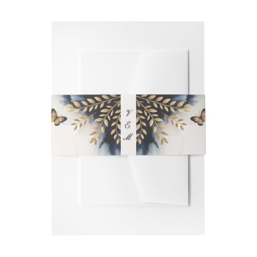 Winterwellen mit goldenen Flügeln Hochzeit Einladungsbanderole (Vorderseite Beispiel)