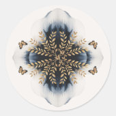 Winterwellen mit goldenen Flügeln Hochzeit Runder Aufkleber (Vorderseite)