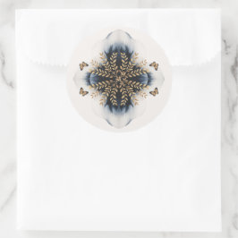 Winterwellen mit goldenen Flügeln Hochzeit Runder Aufkleber