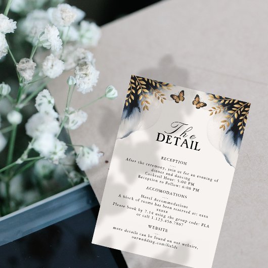 Winterwellen mit Goldener Flügel, Hochzeitsausweis RSVP Karte