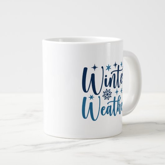 Winterwetter - Typografie des Schneeurlaubs Jumbo-Tasse (Vorderseite Rechts)