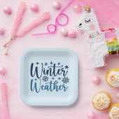Winterwetter - Typografie des Schneeurlaubs Pappteller (Party)