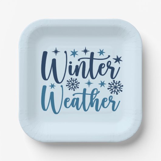 Winterwetter - Typografie des Schneeurlaubs Pappteller (Vorderseite)
