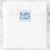 Winterwetter - Typografie des Schneeurlaubs Quadratischer Aufkleber (Tasche)