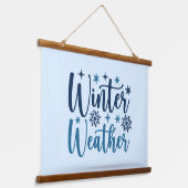 Winterwetter - Typografie des Schneeurlaubs Wandteppich Mit Holzrahmen (Gewinkelt)