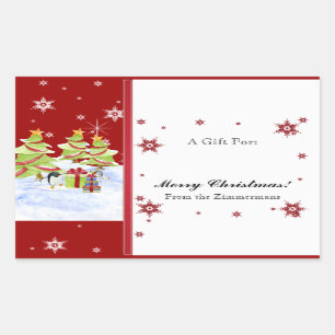 WinterWhimsy niedliche Penguin-Babys im Rechteckiger Aufkleber