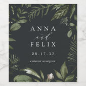 Winterwiese | Grüne Botanische Hochzeit Weinetikett (Einzelnes Label)