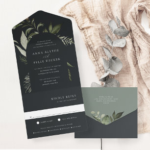 Winterwiese Grüner Botanischer Bogen Hochzeit All In One Einladung