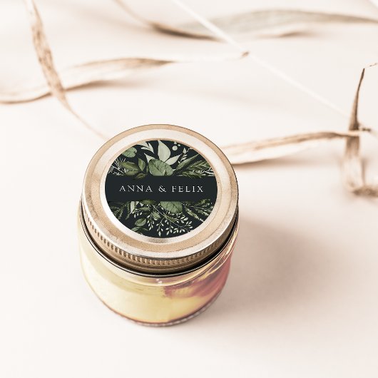 Winterwiese | Personalisierte Botanische Hochzeit Runder Aufkleber