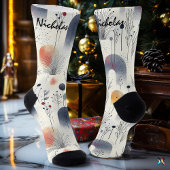 WinterWiesensocken in Blau, Weiß und Peach Socken