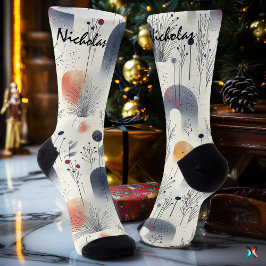 WinterWiesensocken in Blau, Weiß und Peach Socken