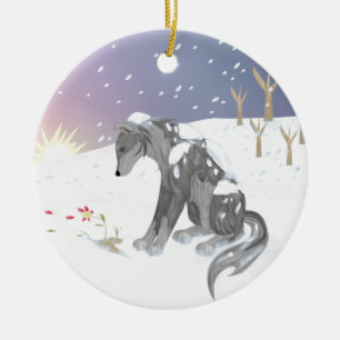 Winterwolf Keramik Ornament