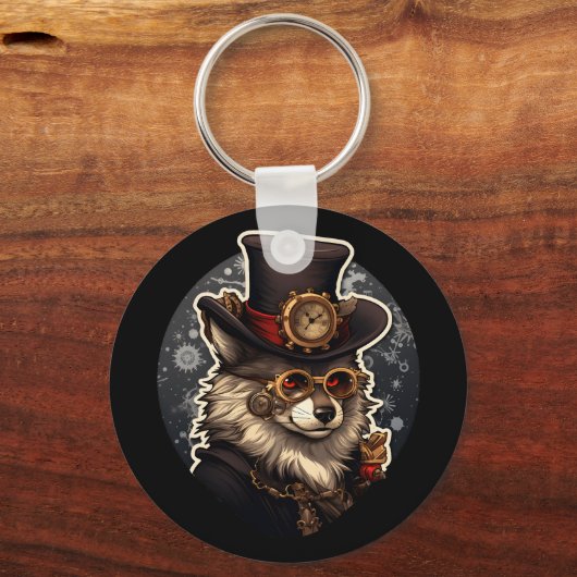 Winterwolf-Steampunk Schlüsselanhänger (Vorderseite)